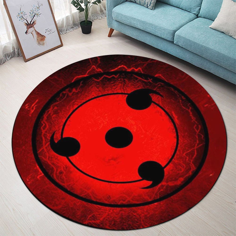 Sasuke Akatsuki Sharingan Rinnegan Printed Round Rugs Floor Mat Gifts For Anime Fans