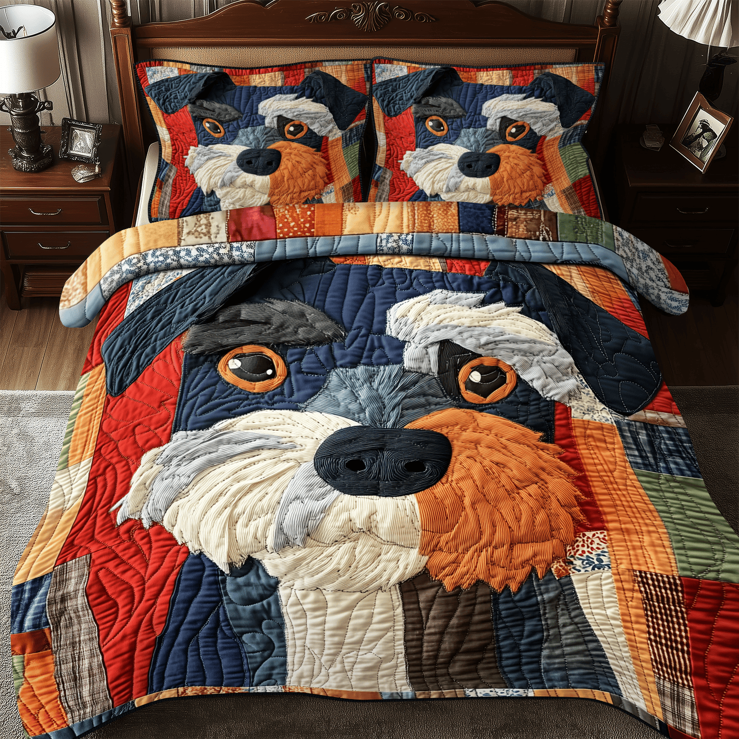 Schnauzer Quilted Bedding Set Unique Duvet Cover Bedspread Set Ideas For Boyfriend