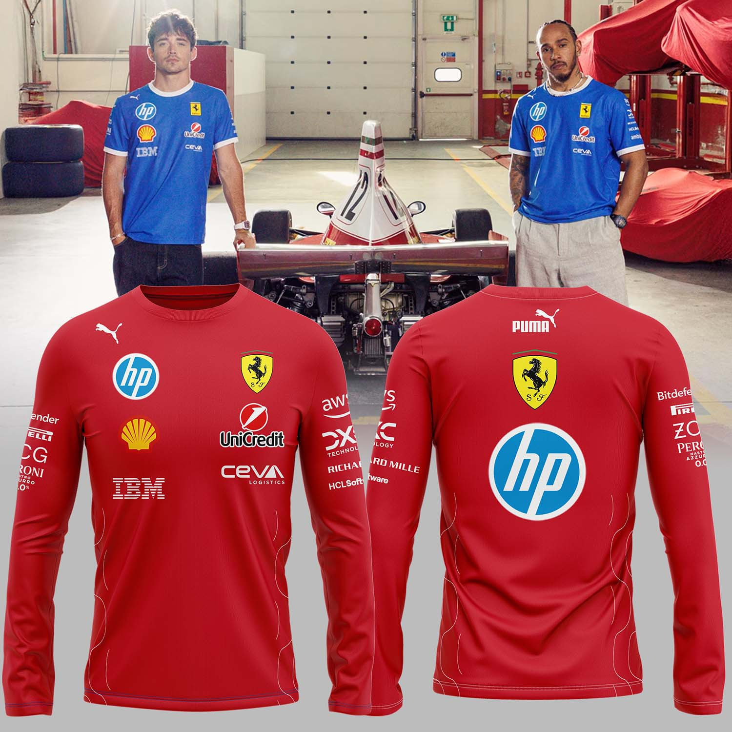 Scuderia Ferrari Merch Long Sleeve Shirt Hp 2025 Monza Edition Cool Gift For F1 Fans