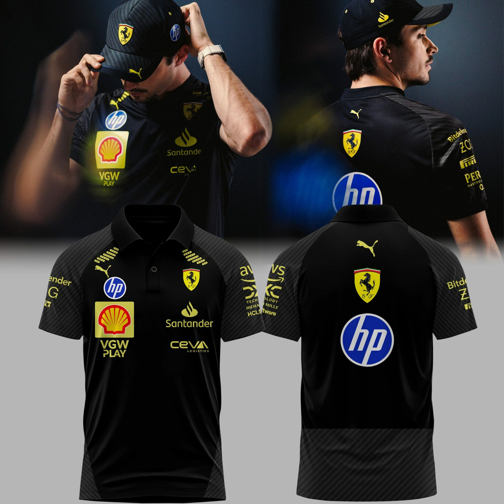 Scuderia Ferrari Merch Polo Shirt Monza Edition Black Italiangp 2025 Unique Gift For F1 Fans