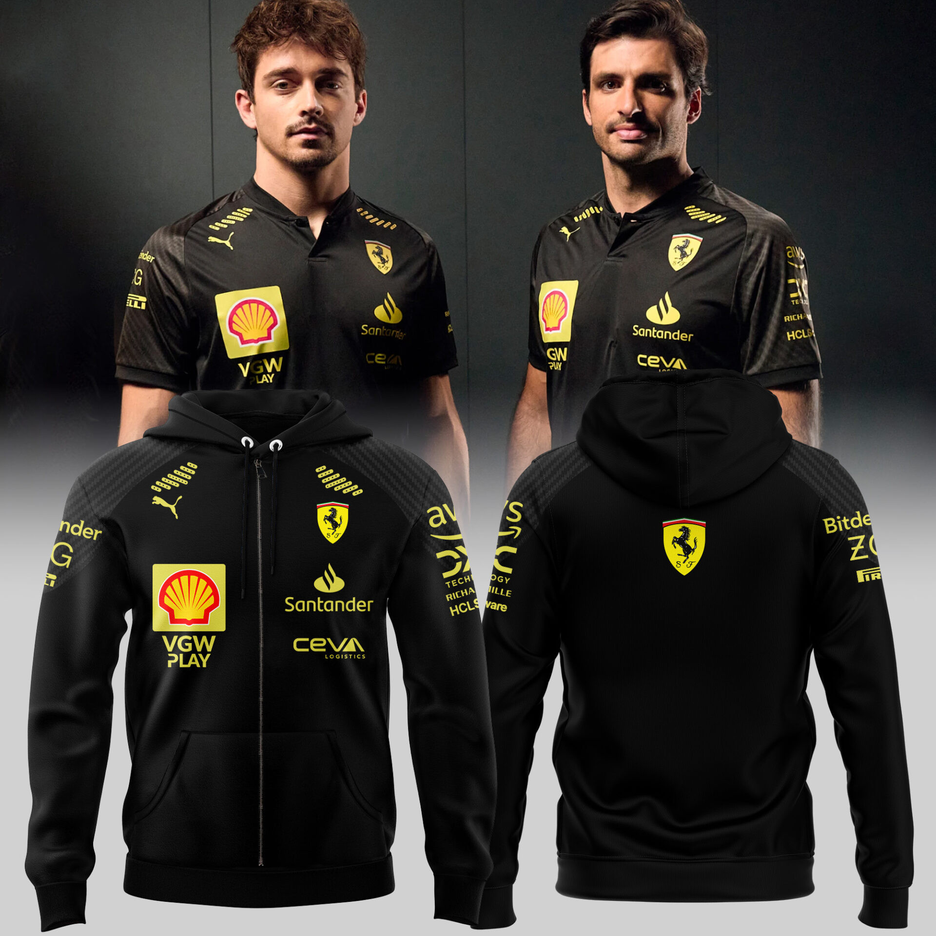 Scuderia Ferrari Merch Zip Hoodie Monza Edition Black Italiangp 2025 Best Gift For F1 Lovers