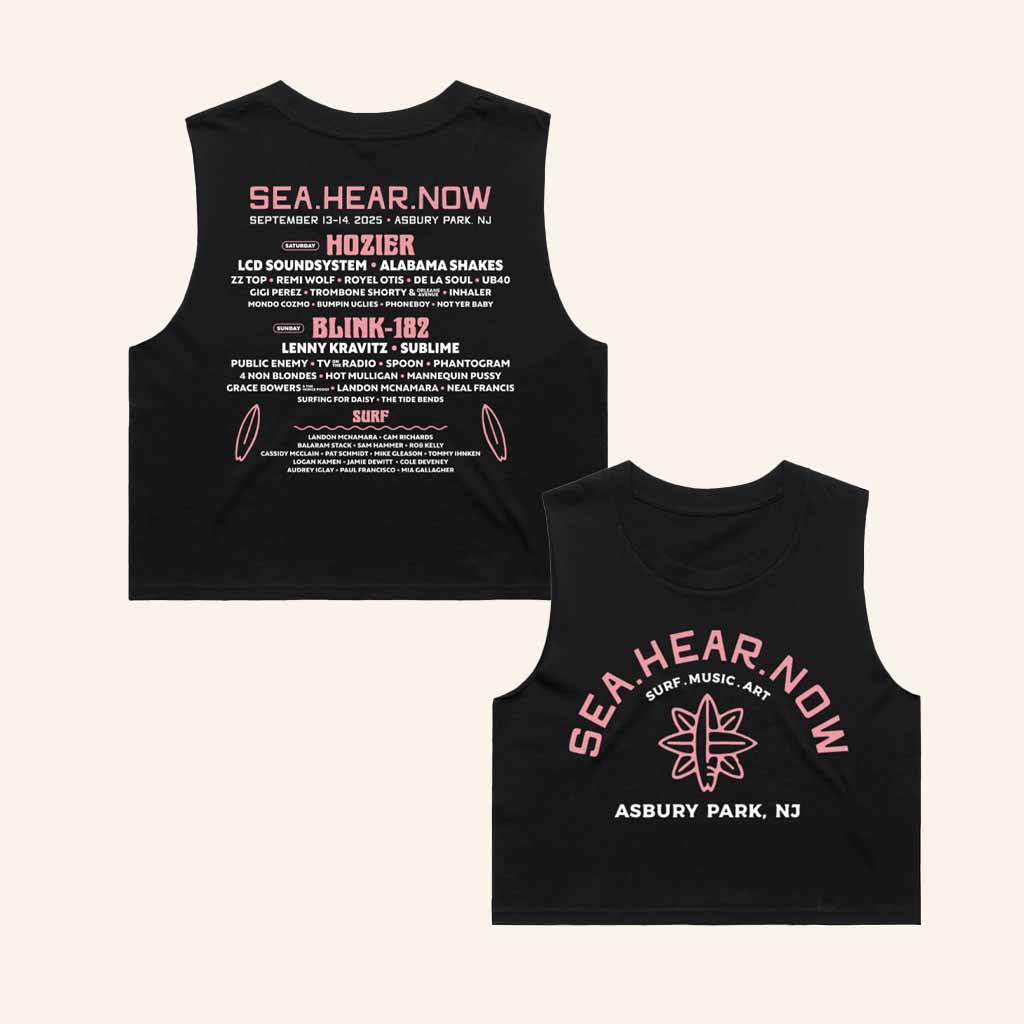 Sea Hear Now Festival Merch Store Surf Lineup Crop Tank