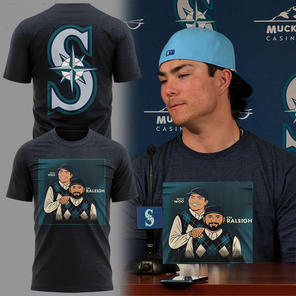 Seattle Mariners Bryan Woo Cal Raleigh Champions 2025 Black Shirt Gift Ideas For Baseball Fans