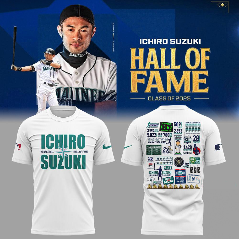 Seattle Mariners Ichiro X Hall Of Fame 2025 3d Shirt Cool Gifts For Baseball Lovers