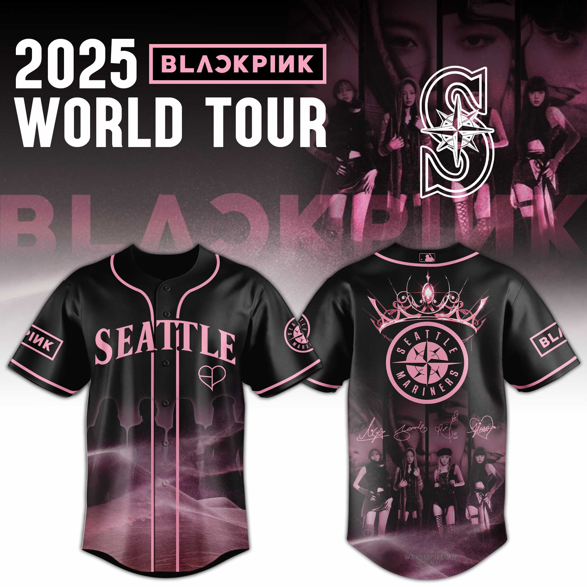 Seattle Mariners Mlb X Black Pink World Tour Baseball Jersey For Fans