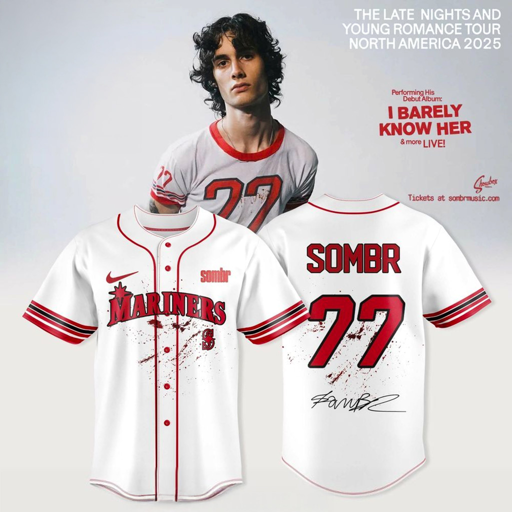 Seattle Mariners X Sombr The Late Nights Young Romance Tour 2025 Jersey Mariners Merch_