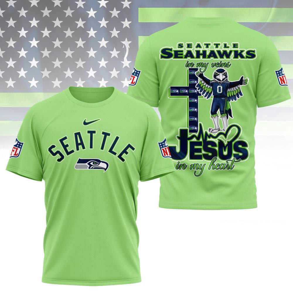 Seattle Seahawks In My Veins In My Heart All Over Print Shirt Presents For Football Lovers
