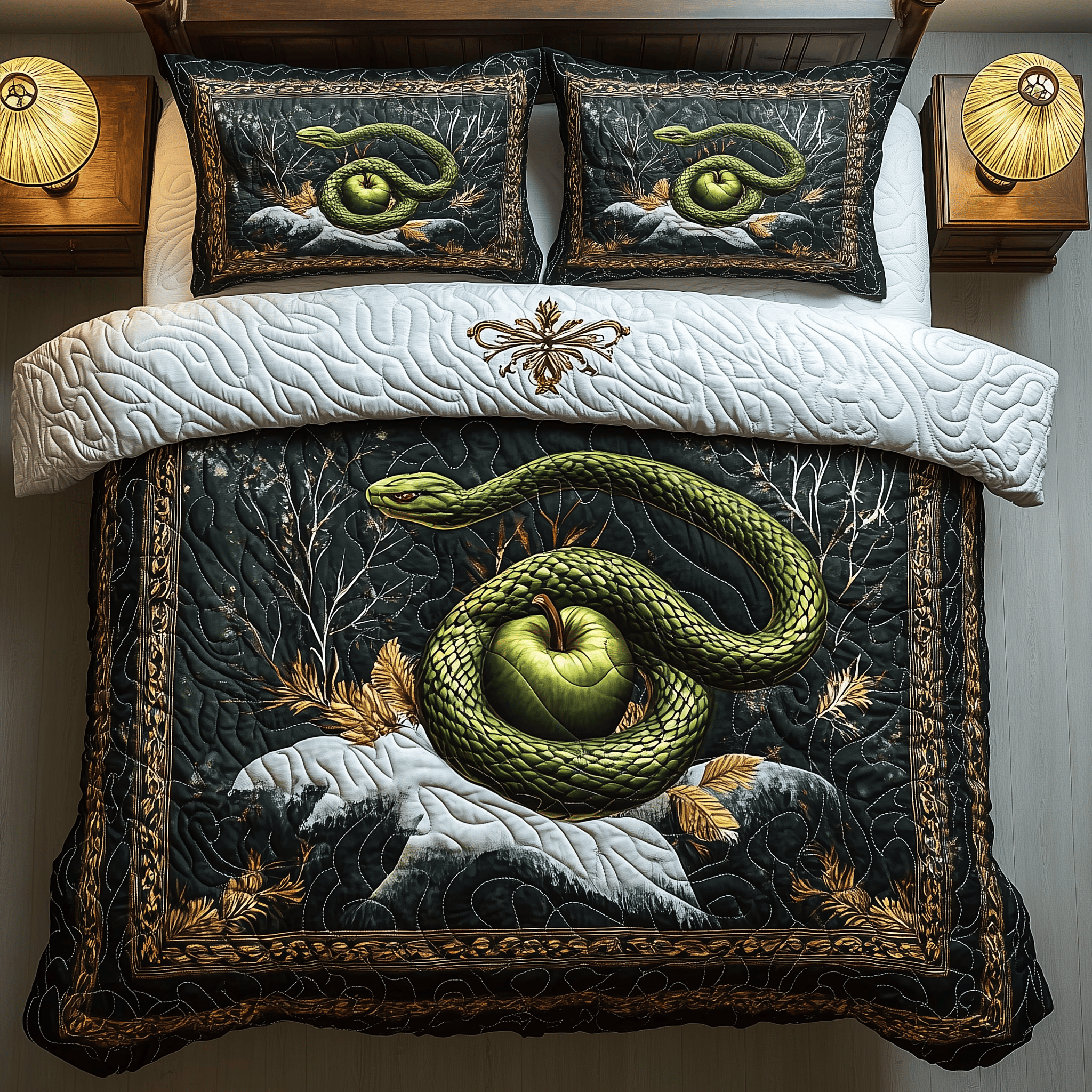 Serpent in Garden of Eden Quilted Bedding Set Gifts For Boyfriends Parents