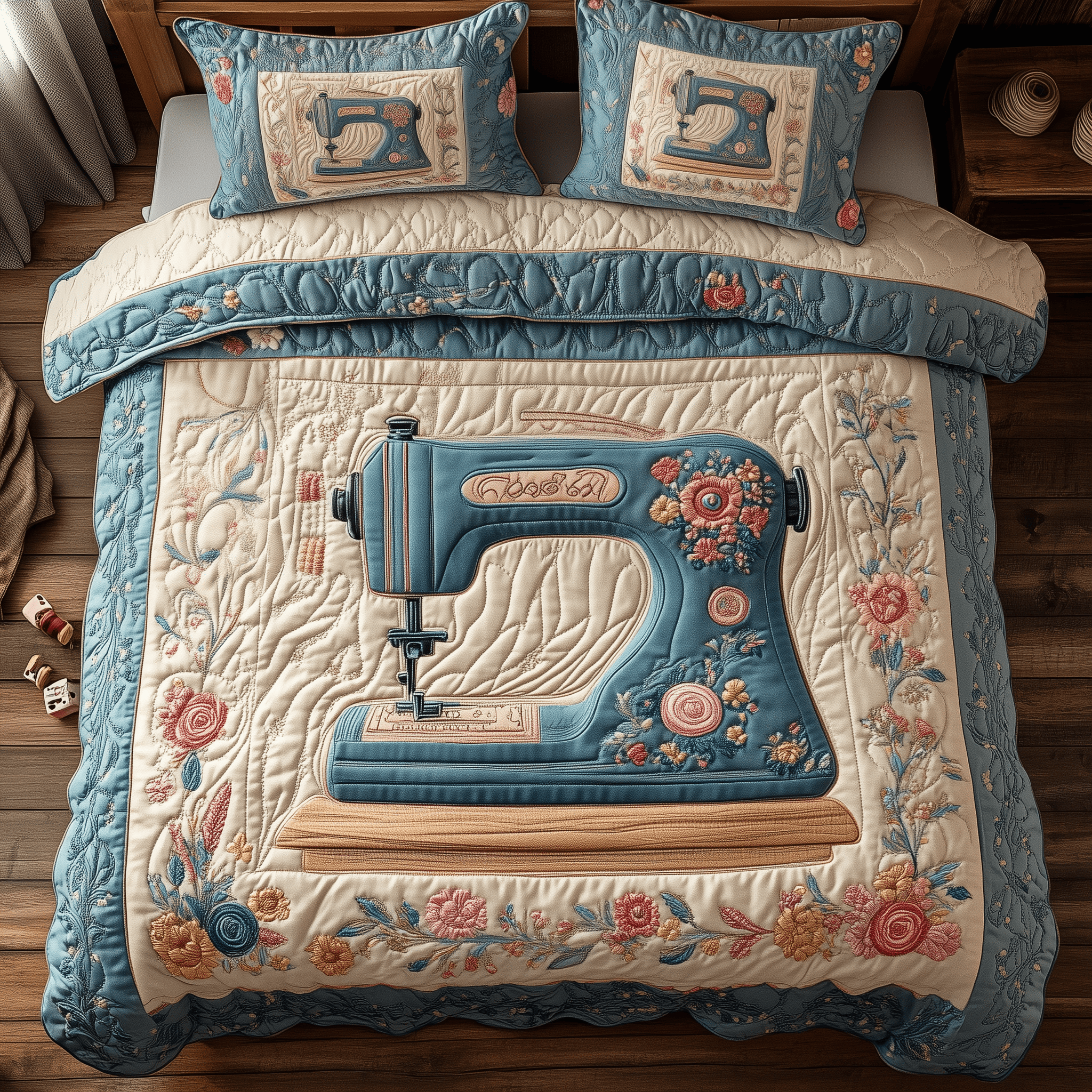 Sewing Vintage Whimsy Quilted Bedding Set Best Duvet Cover Bedspread Set Gift For Daughter
