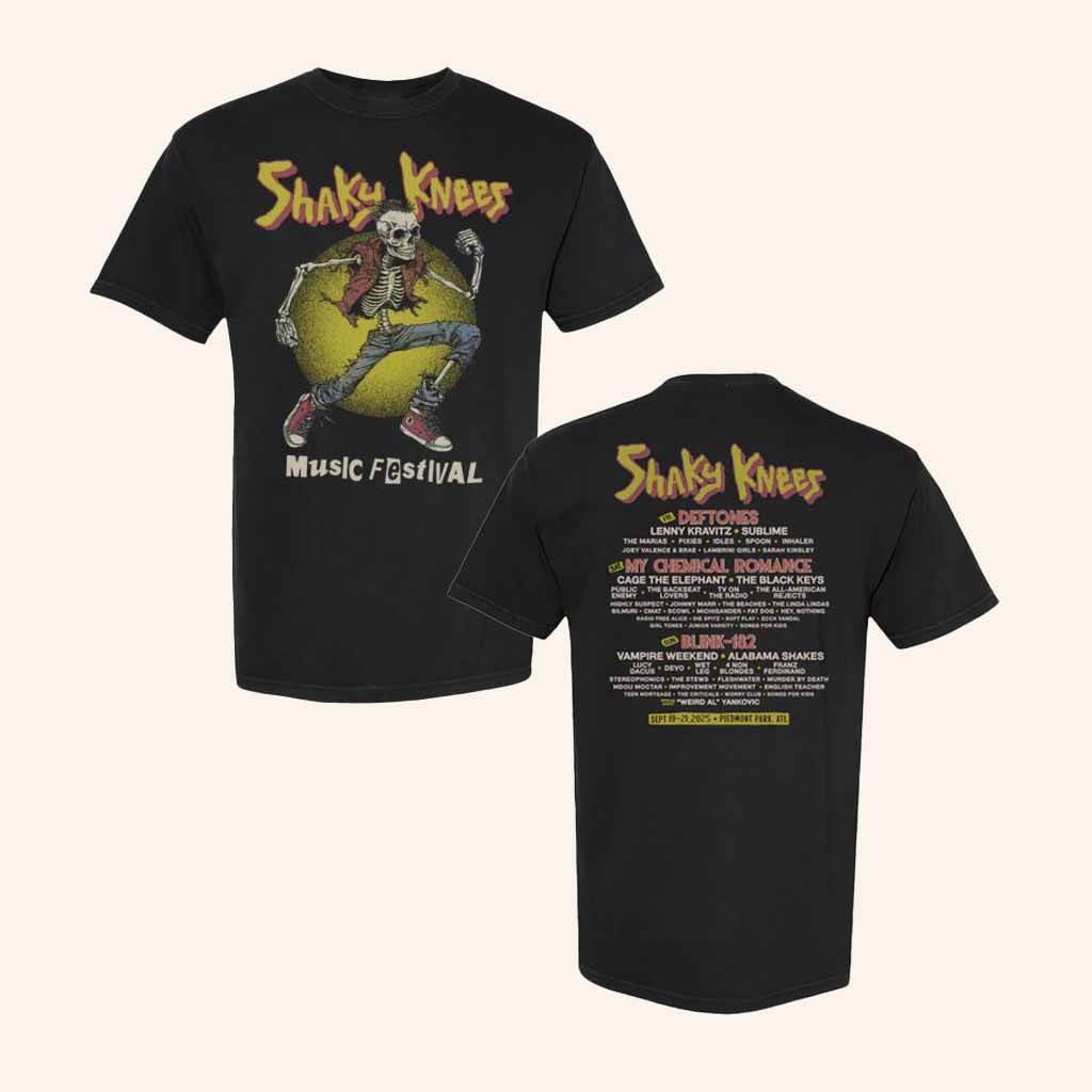 Shaky Knees Festival Merch Skeleton Punk Lineup T-Shirt Gifts For Music Lovers