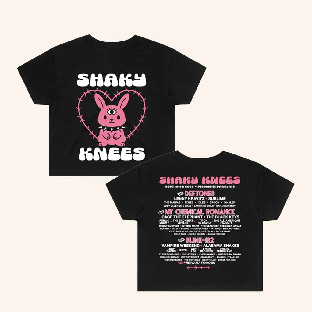 Shaky Knees Festival Merch Womenï¿½s Bunny Lineup Crop T-Shirt Presents For Music Lovers