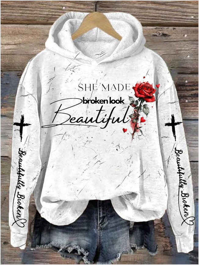 She Made Broken Look Beautiful Rose Hoodie Jelly Roll's Beautifully Broken Hoodie Fan Christmas Gifts For Him