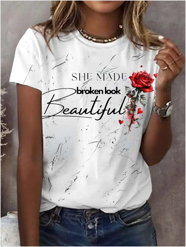 She Made Broken Look Beautiful Rose Shirt Jelly Roll's Beautifully Broken T-Shirt Fan Gifts For Besties
