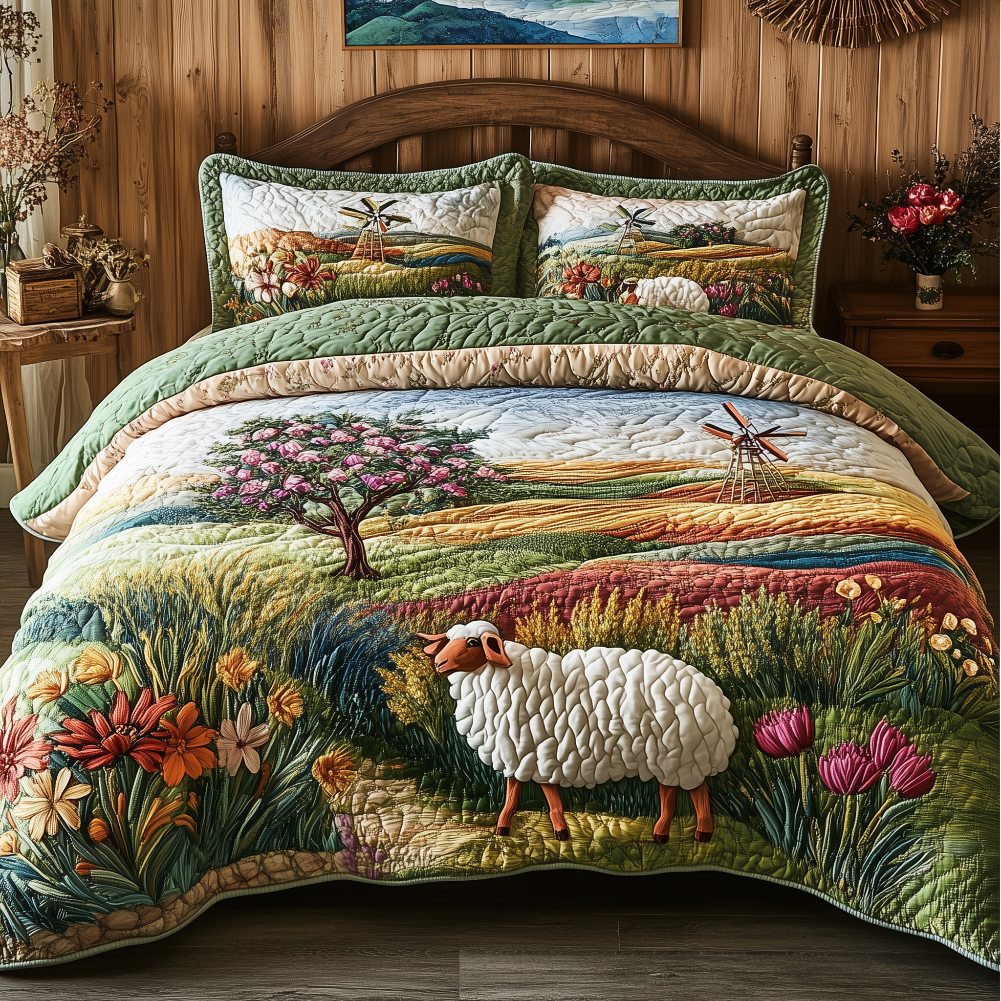 Sheep Quilted Bedding Set Duvet Cover Bedspread Set Item Gifts For Sheep Lovers