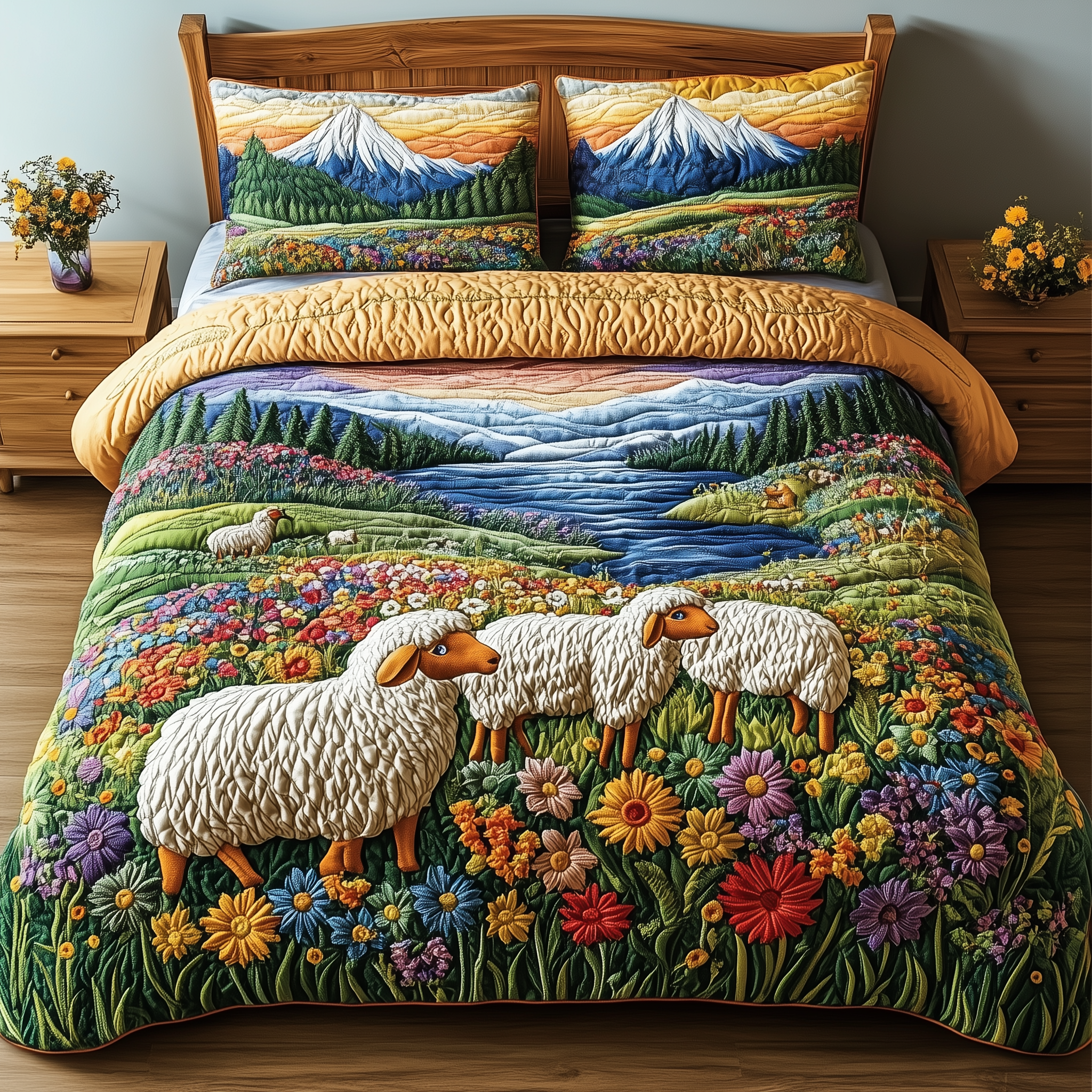 Sheep Quilted Bedding Set Duvet Cover Bedspread Set Item Sheep Gifts For Her
