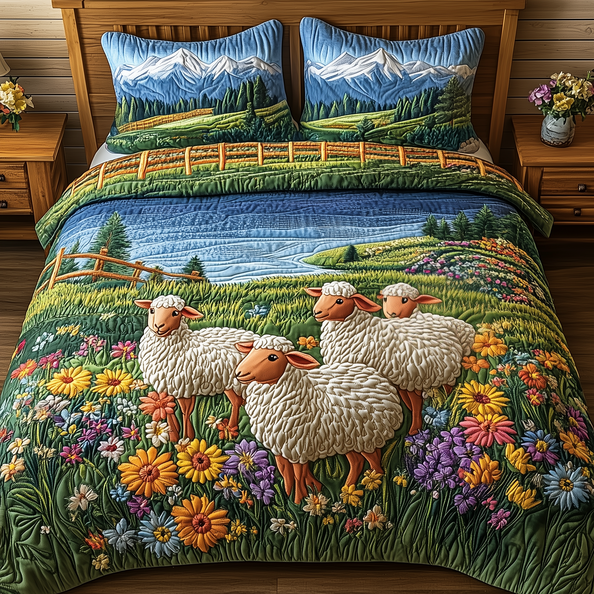 Shepherd Haven Quilted Bedding Set Duvet Cover Bedspread Set Item