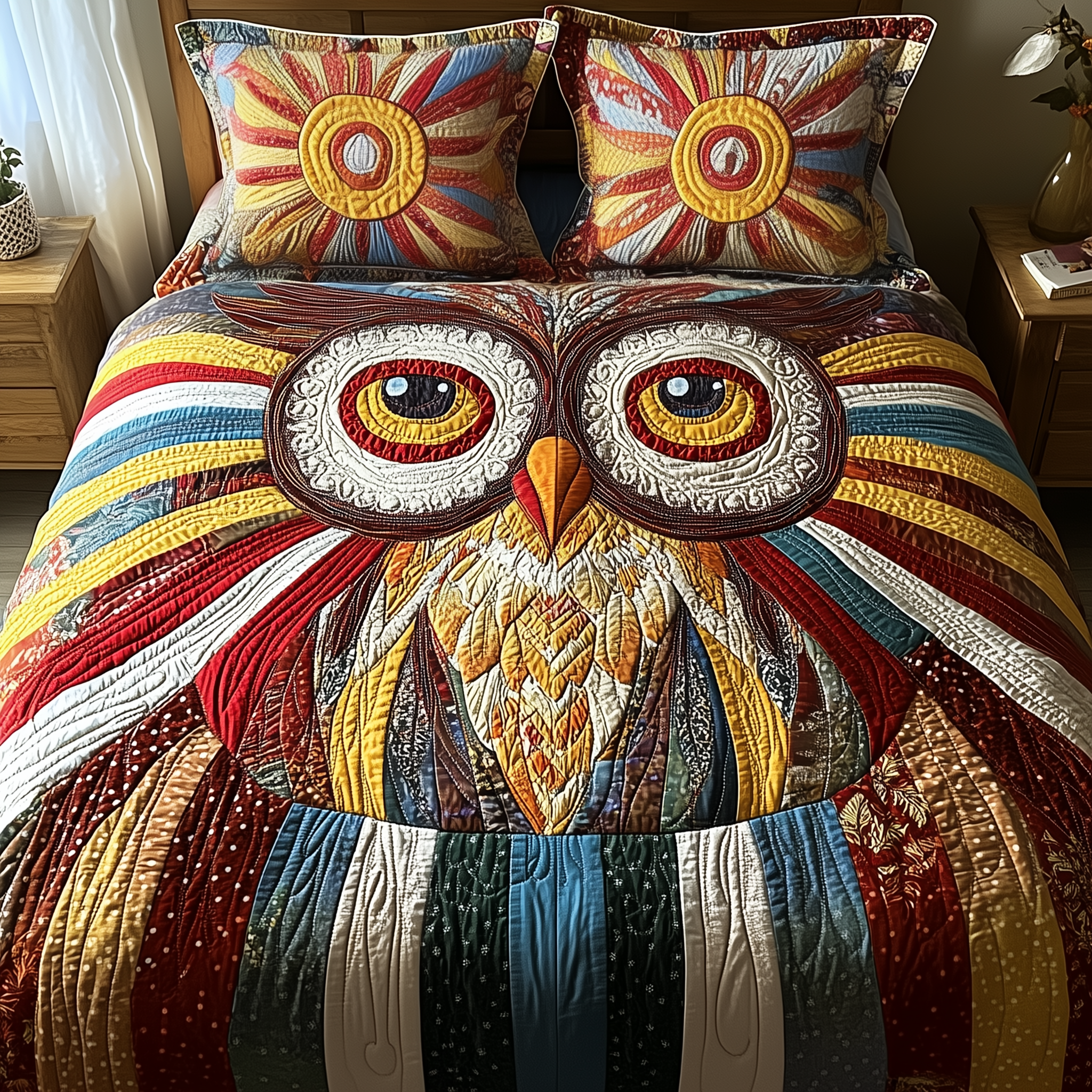 Shining Owl Quilted Bedding Set Duvet Cover Bedspread Set Item Cool Gift Ideas For Brother