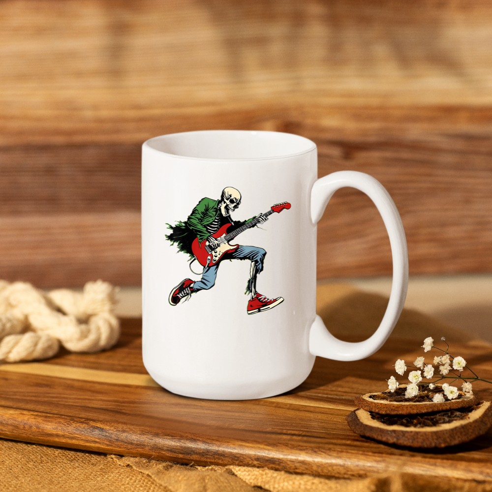 Skeleton Guitar Guy Halloween Rock & Roll Band Music Concert Mug
