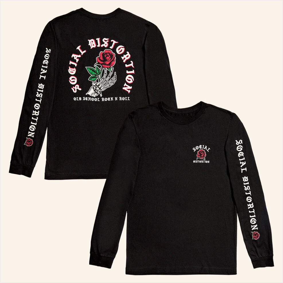Skelly Rose Long Sleeve T-Shirt Social Distortion Merch Gifts For Dad Gifts For Best Friend