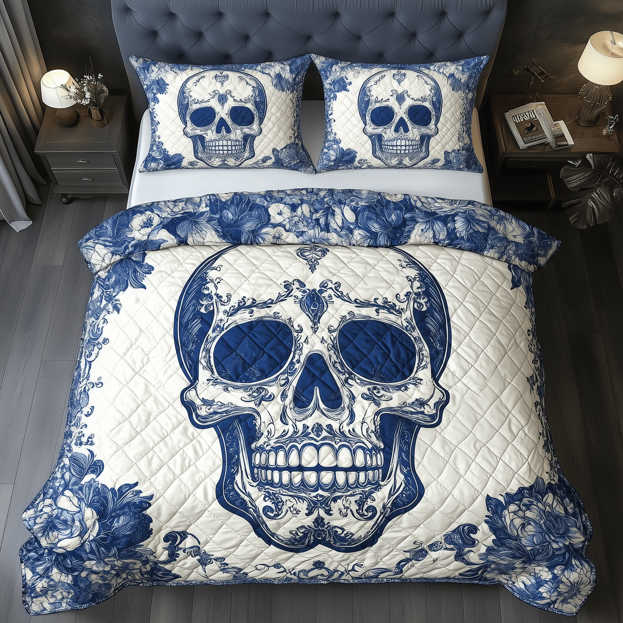 Skull Quilted Bedding Set  Stay warm this winter Christmas Ideas For Wife