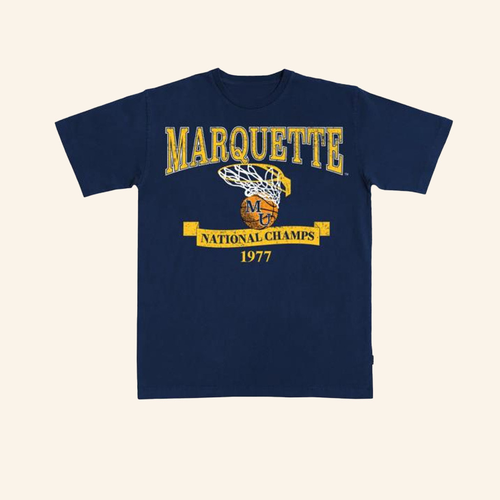 Slam Goods Merch Marquette 77 NCAA Champs T-Shirt Gift Ideas For Fans