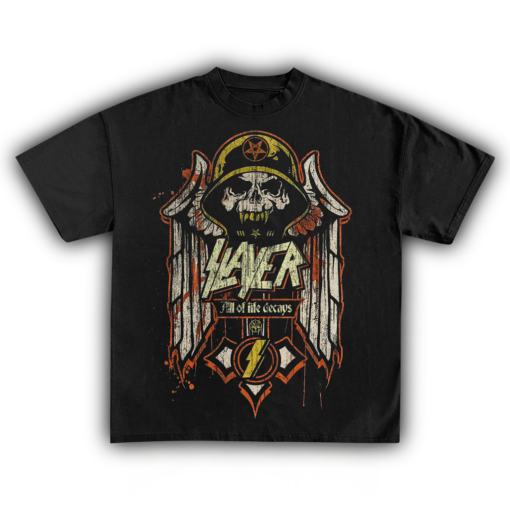 Slayer All Of Life Decays Vintage T-Shirt Black Slayer Merch Presents For Band Fans