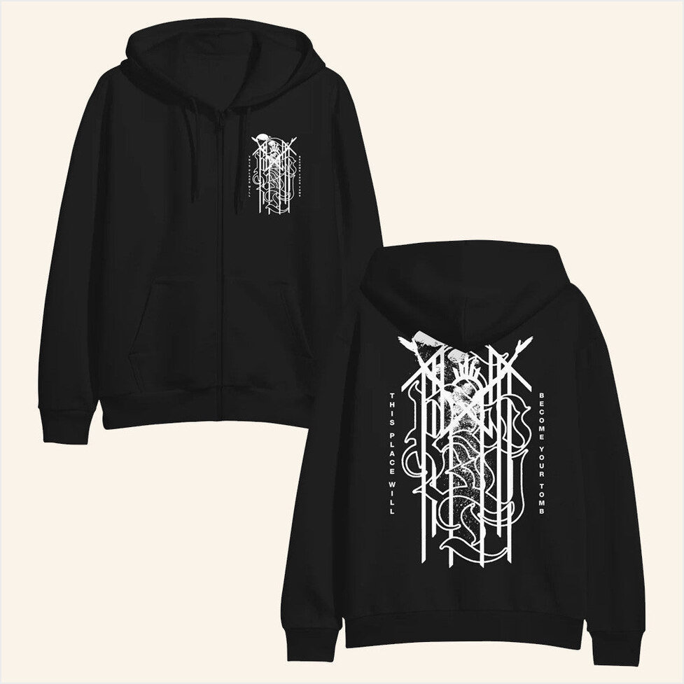 Sleep Token This Place Will Become Your Tomb Black Zip Up Hoodie Spinefarm Merch Him Gifts
