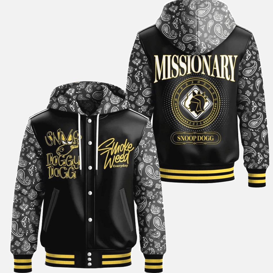 Snoop Dogg Smoke Weed Hooded Varsity Jacket Snoop Dogg Merch Best Father's Day Special Gifts