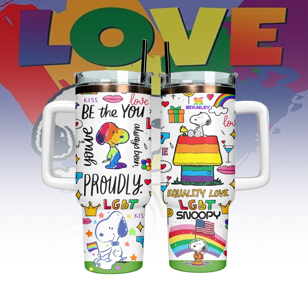 Snoopy X Pride Month Custom Stanley Quencher 40oz Stainless Steel Tumbler With Handle