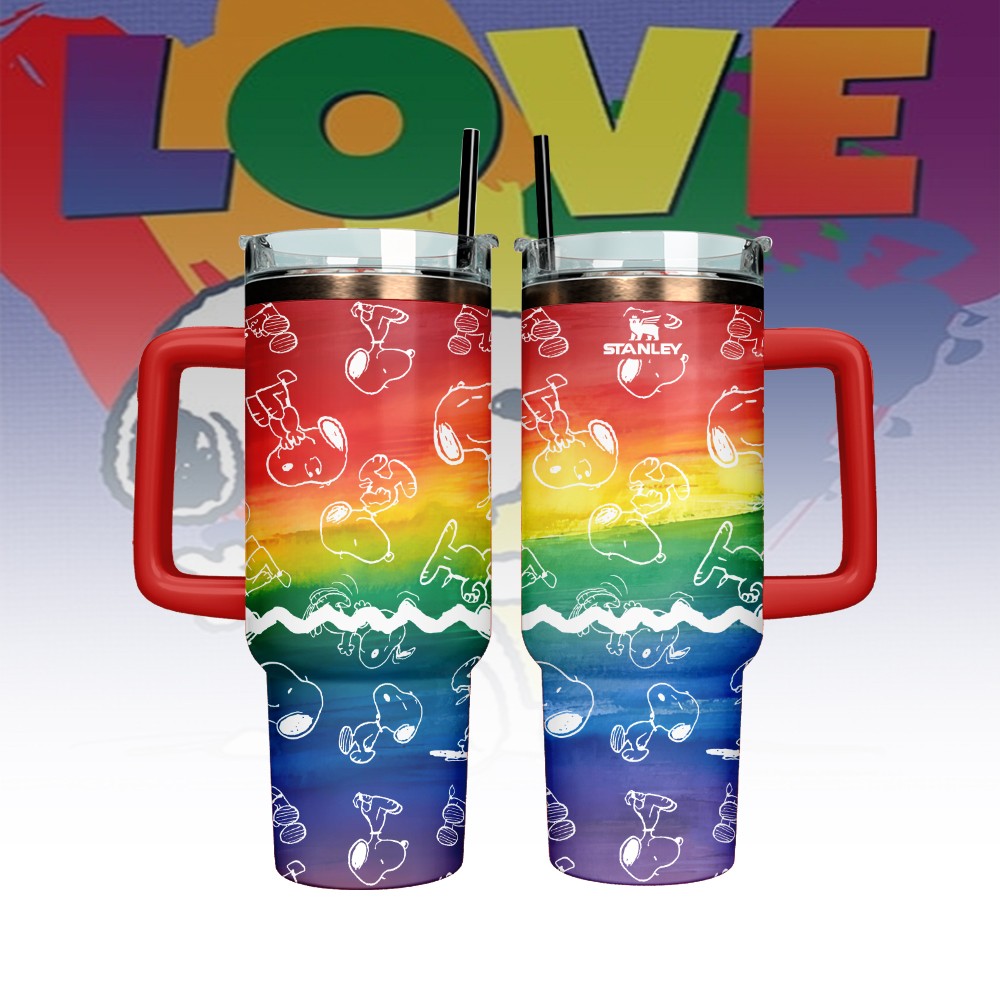 Snoopy X Pride Month Custom Stanley Quencher Stainless Steel Tumbler With Handle