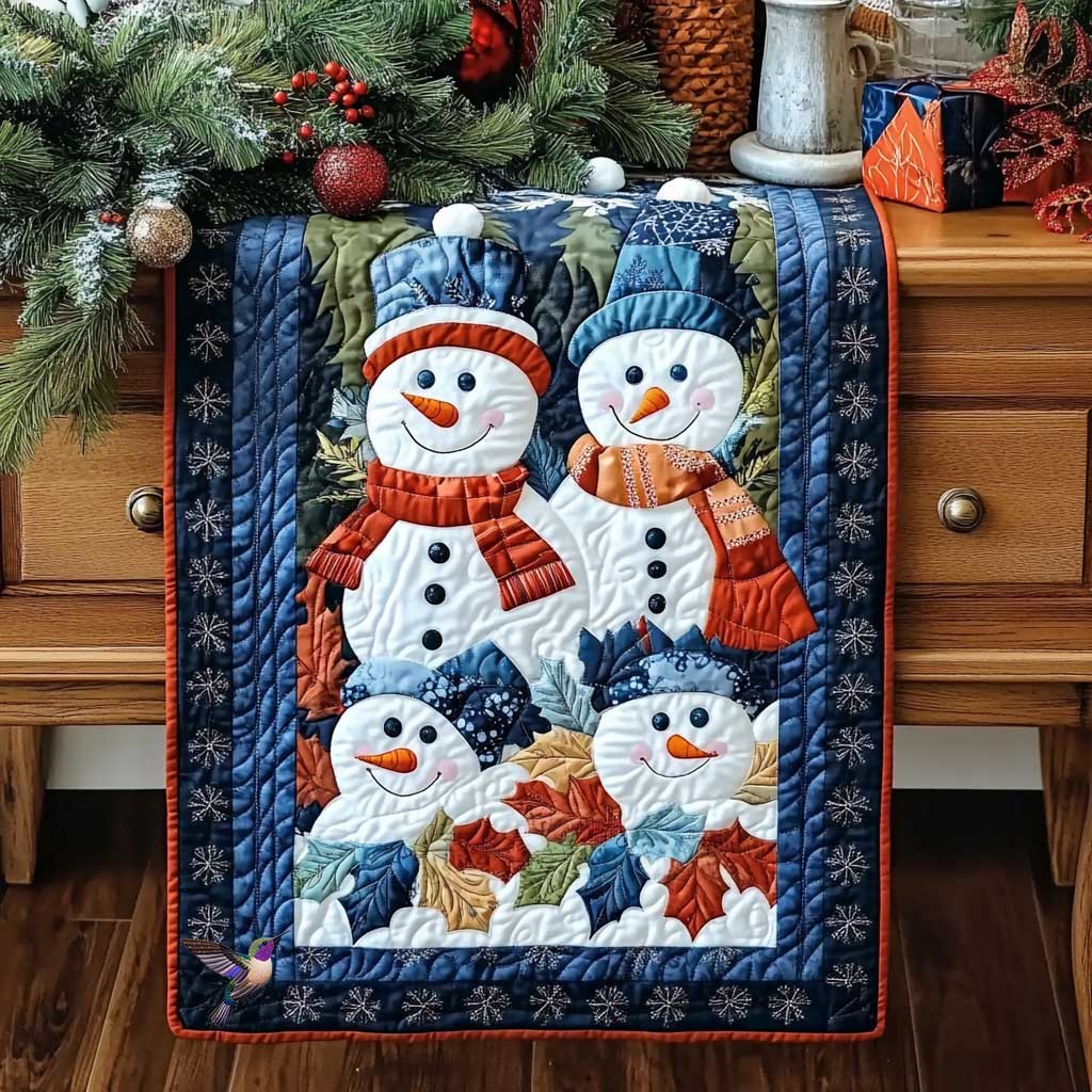 Snowman Dreams Quilted Table Runner Holiday Christmas Table Runner Decorations Xmas Gift Ideas