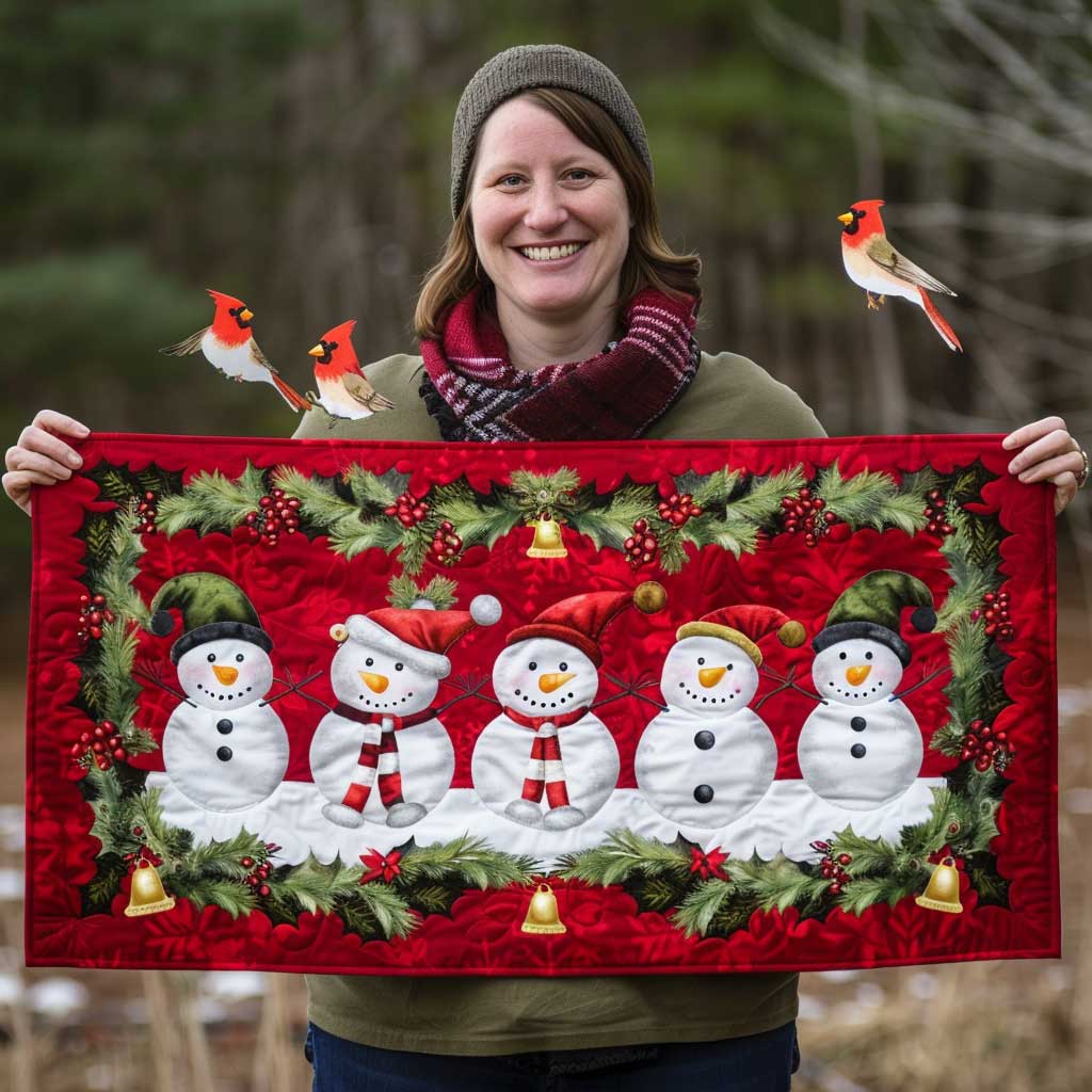Snowman Quilted Table Runner Holiday Christmas Table Runner Home Decorations Kitchen Ideas