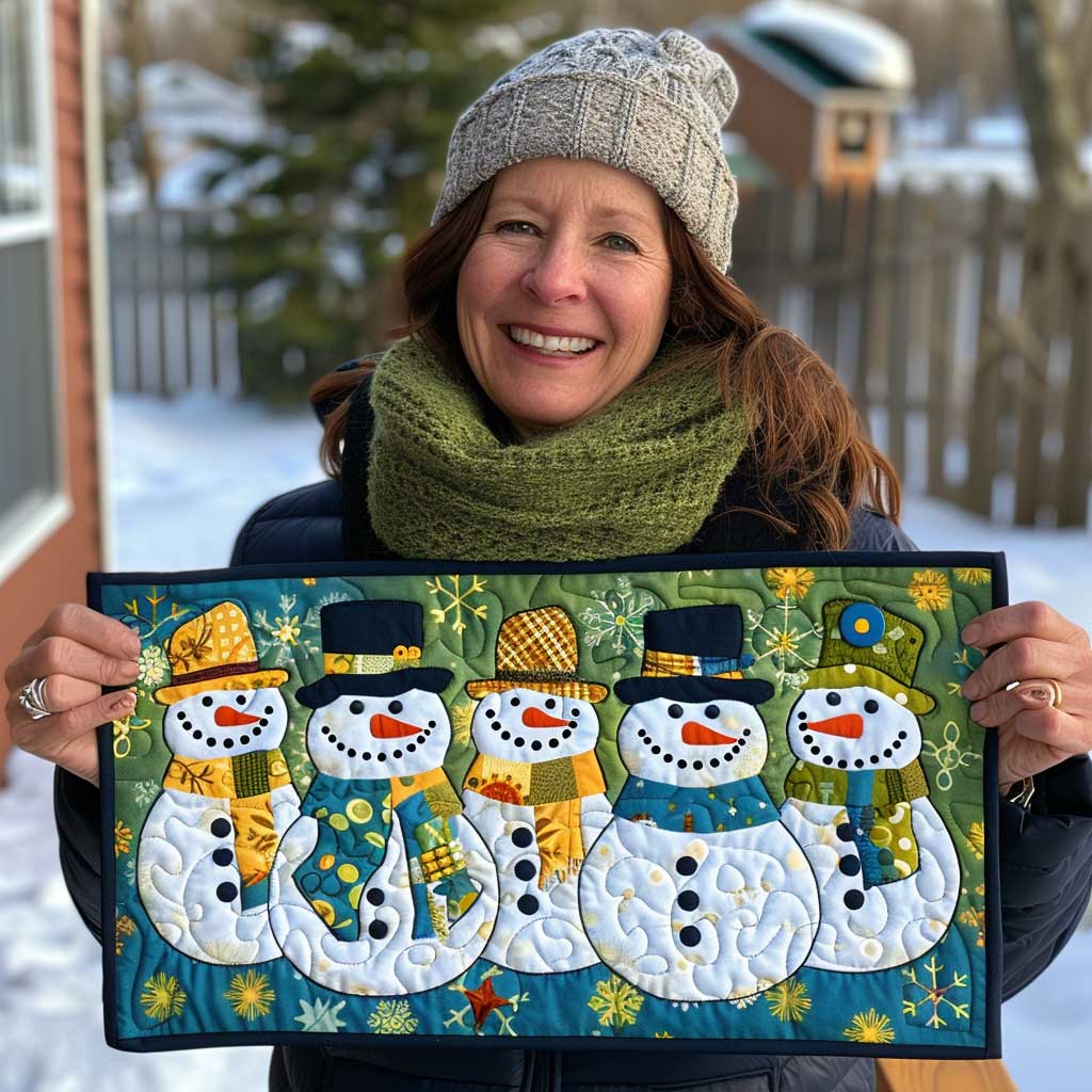 Snowman Quilted Table Runner Holiday Christmas Table Runner Home Decorations Kitchen Ideas