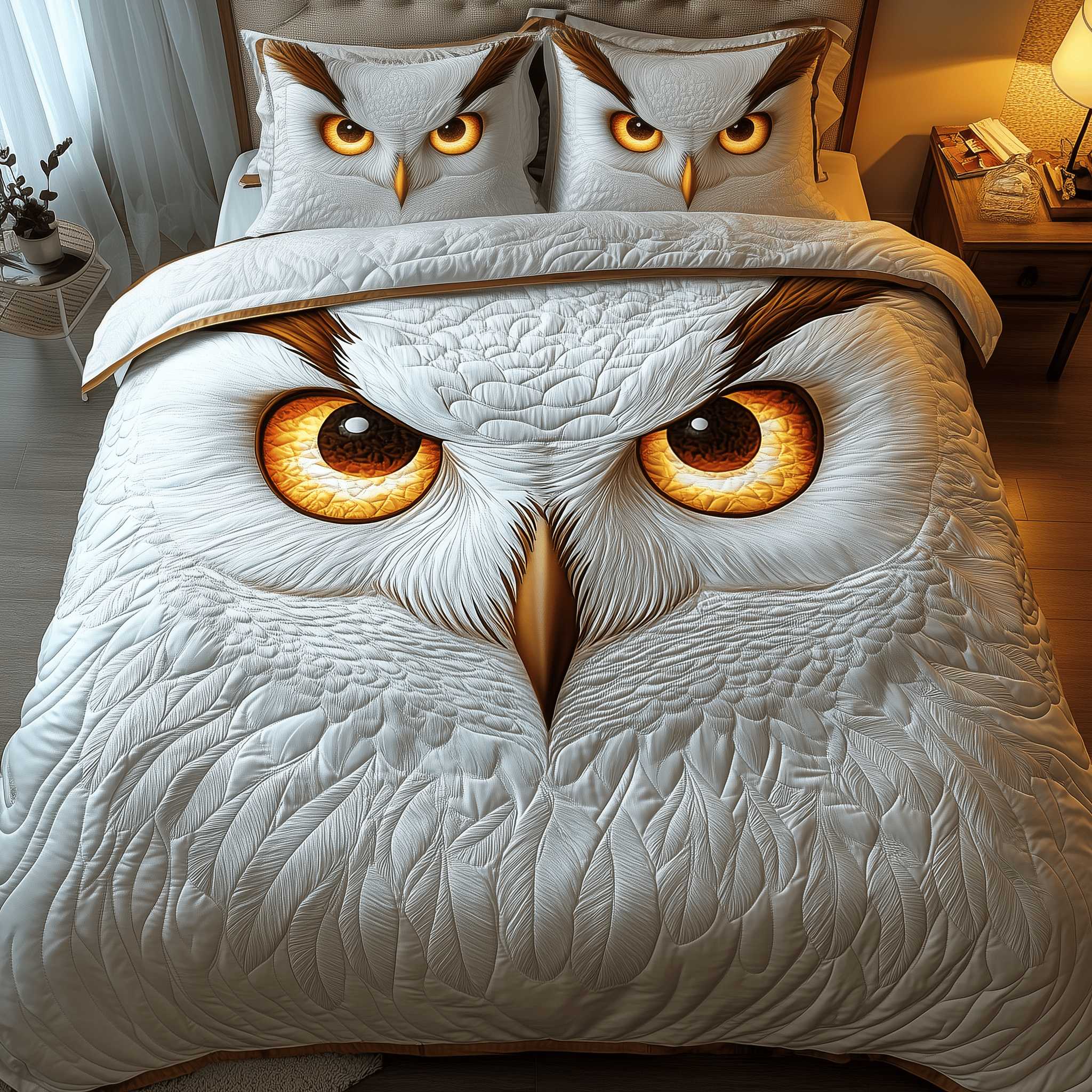 Snowy Owl Quilted Bedding Set Duvet Cover Bedspread Set Items Best Owl Gifts