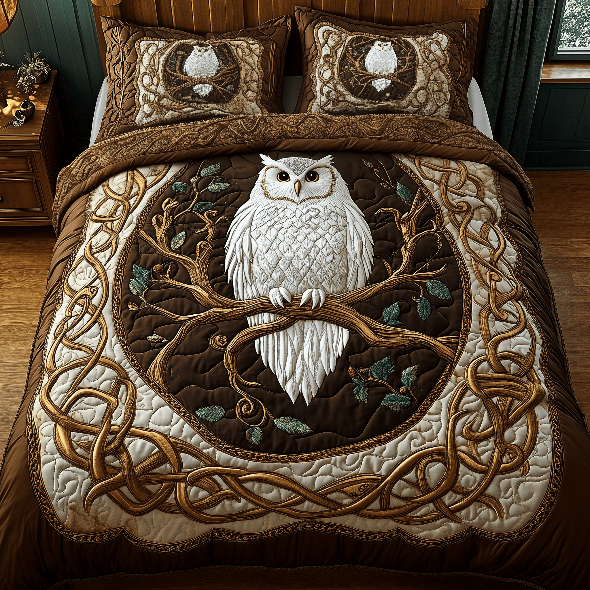 Snowy Owl Quilted Bedding Set Duvet Cover Bedspread Set Items Gift For Owl Lover