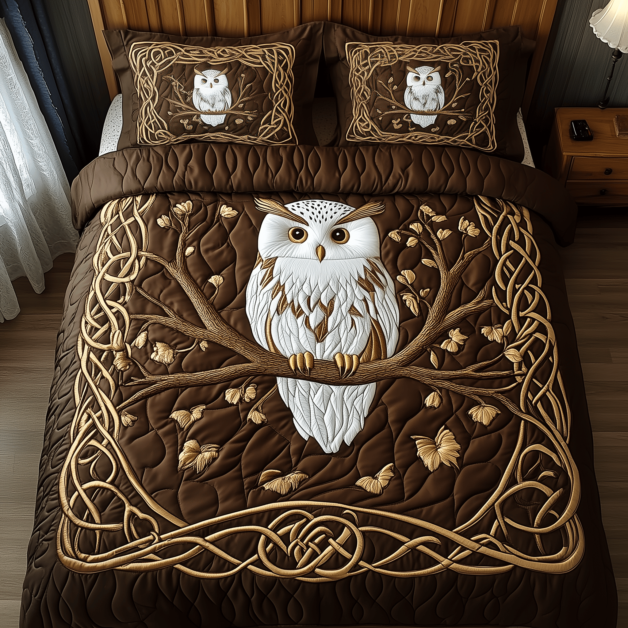 Snowy Owl Quilted Bedding Set Duvet Cover Bedspread Set Items Owl Presents For Ladies