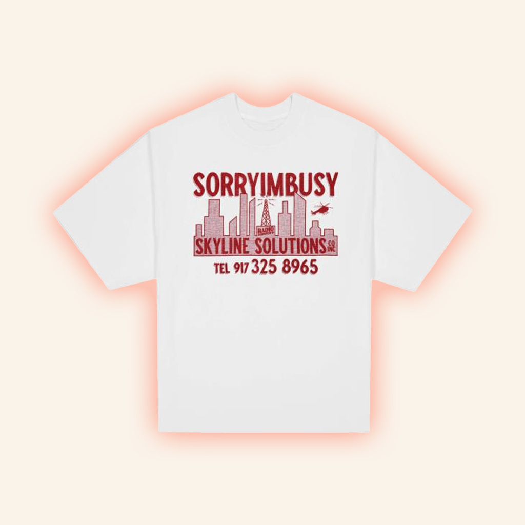 Sorry I'm Busy Merch Skyline Solutions T-Shirt White Gift Ideas For Him