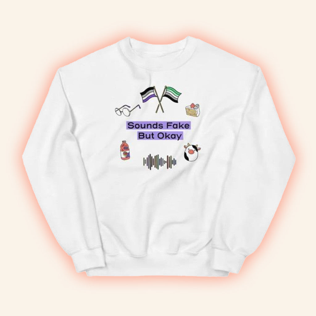 Sounds Fake Pod Merch Sounds Fake But Okay Logo Sweatshirt Friends Gifts