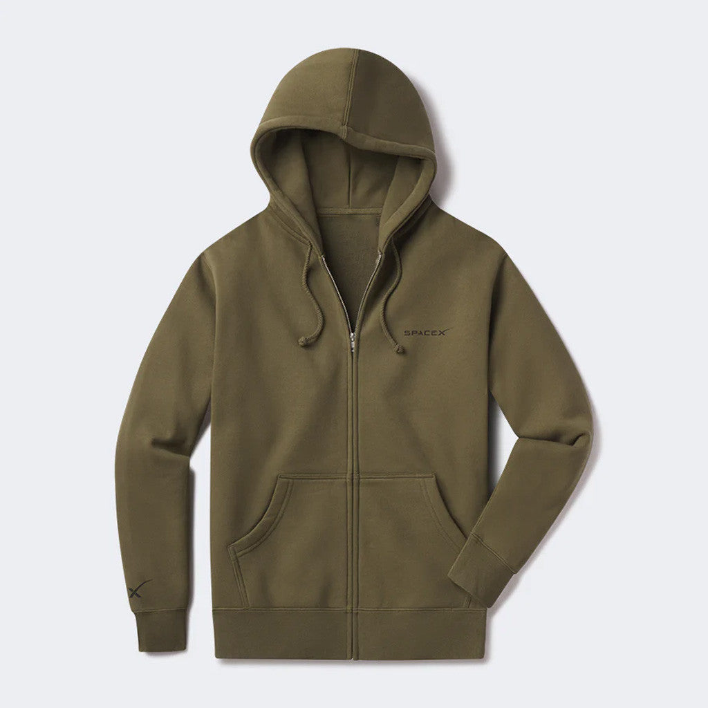 SpaceX Merch Military Green SpaceX Zip Hoodie Gift Ideas For Him