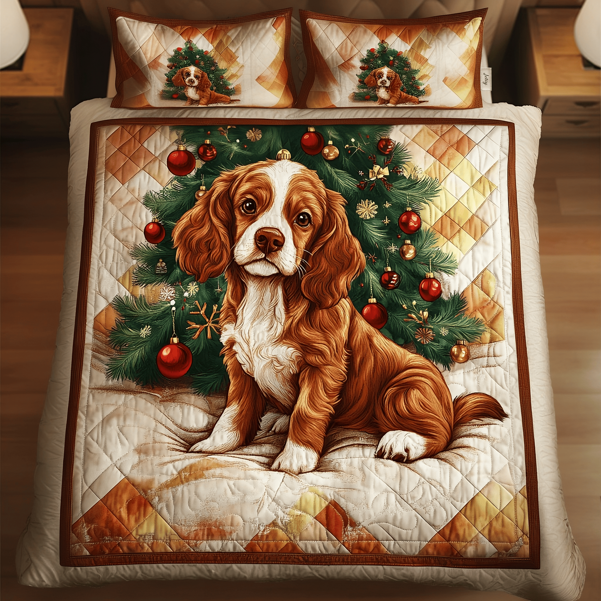Spaniel Quilted Bedding Set  Stay warm this winter Secret Santa Gift Ideas