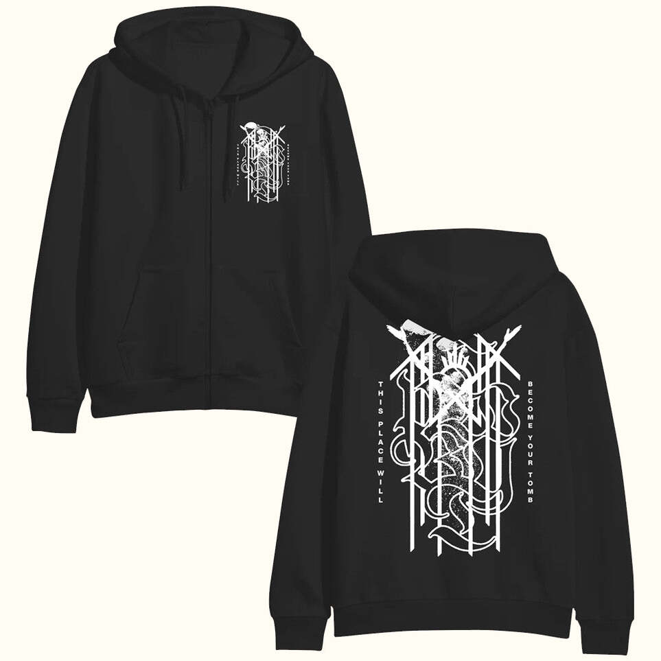 Spinefarm Merch Sleep Token This Place Will Become Your Tomb Black Zip Up Hoodie Him Gifts