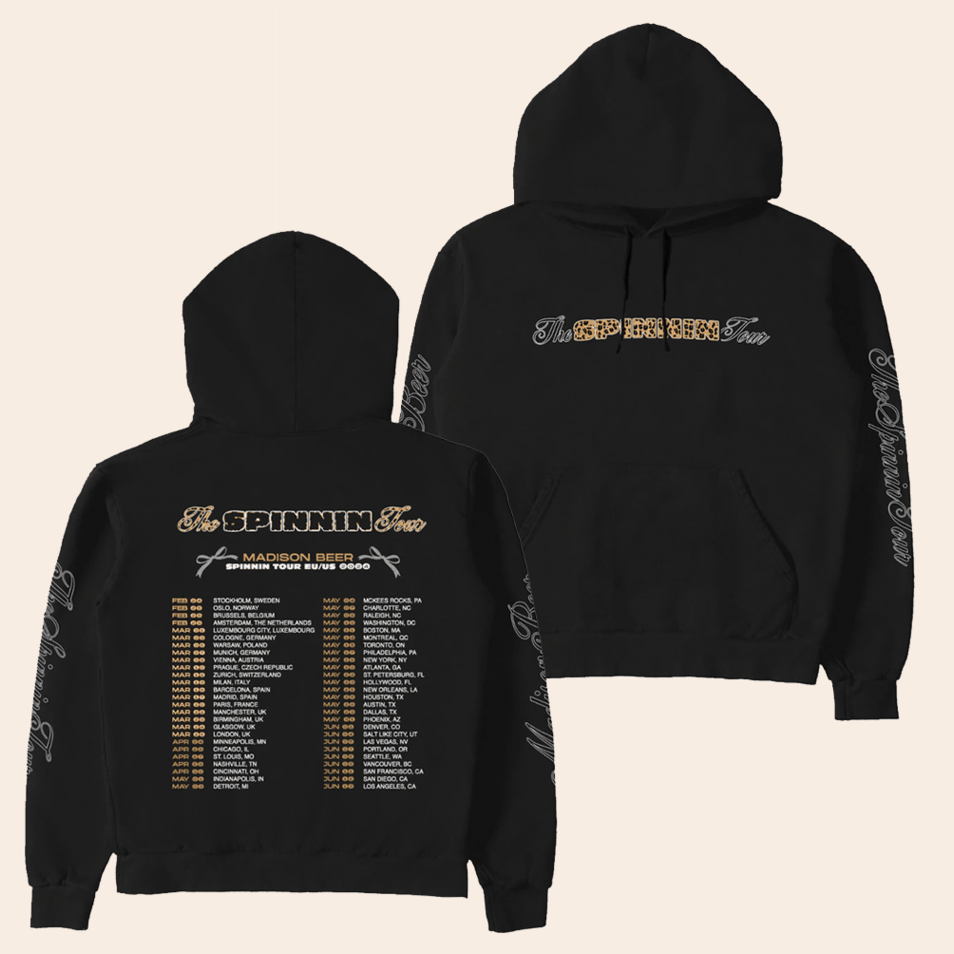 Spinnin Tour Cheetah Black Hoodie Madison Beer Merch Music Lovers Fans Birthday Gifts