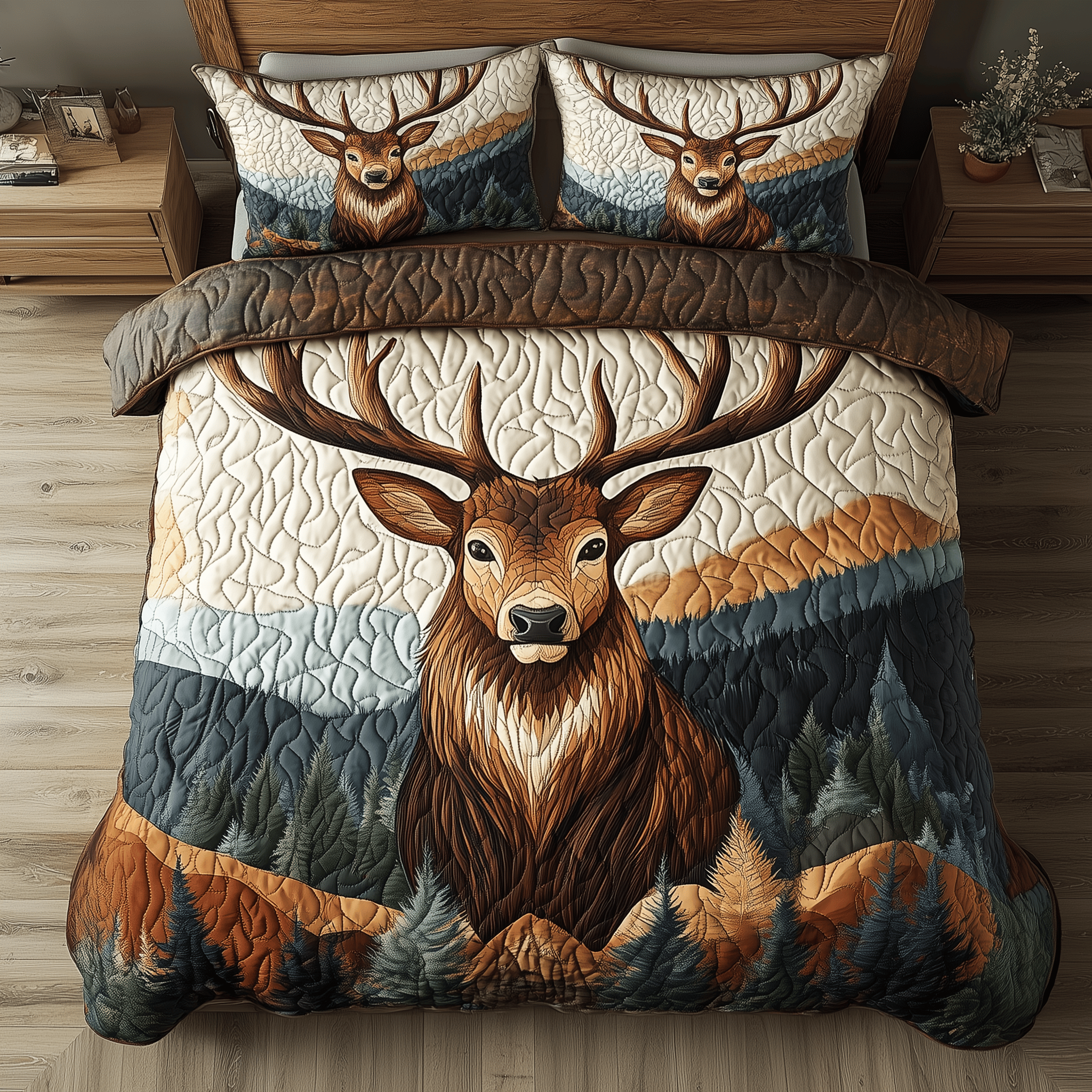 Spirit Of The Woods Quilted Bedding Set Good Father's Day 2025 Father Daughter Gifts For Dad
