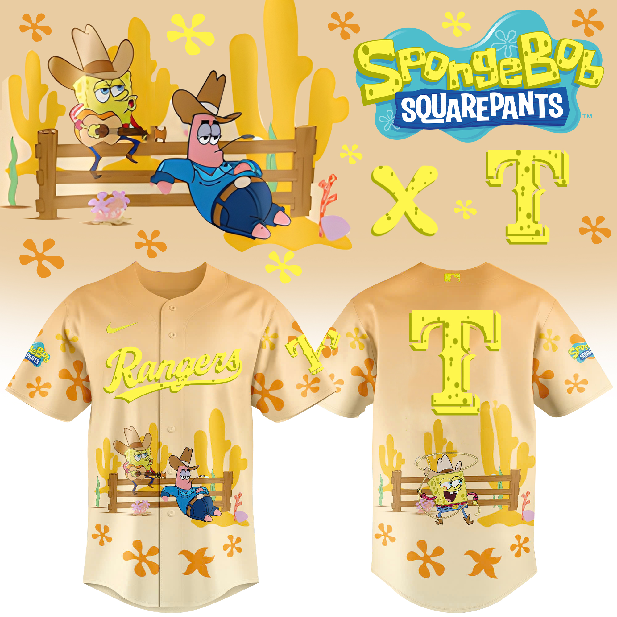 Spongebob Squarepants Texas Rangers Jersey Baseball Player Gift Ideas