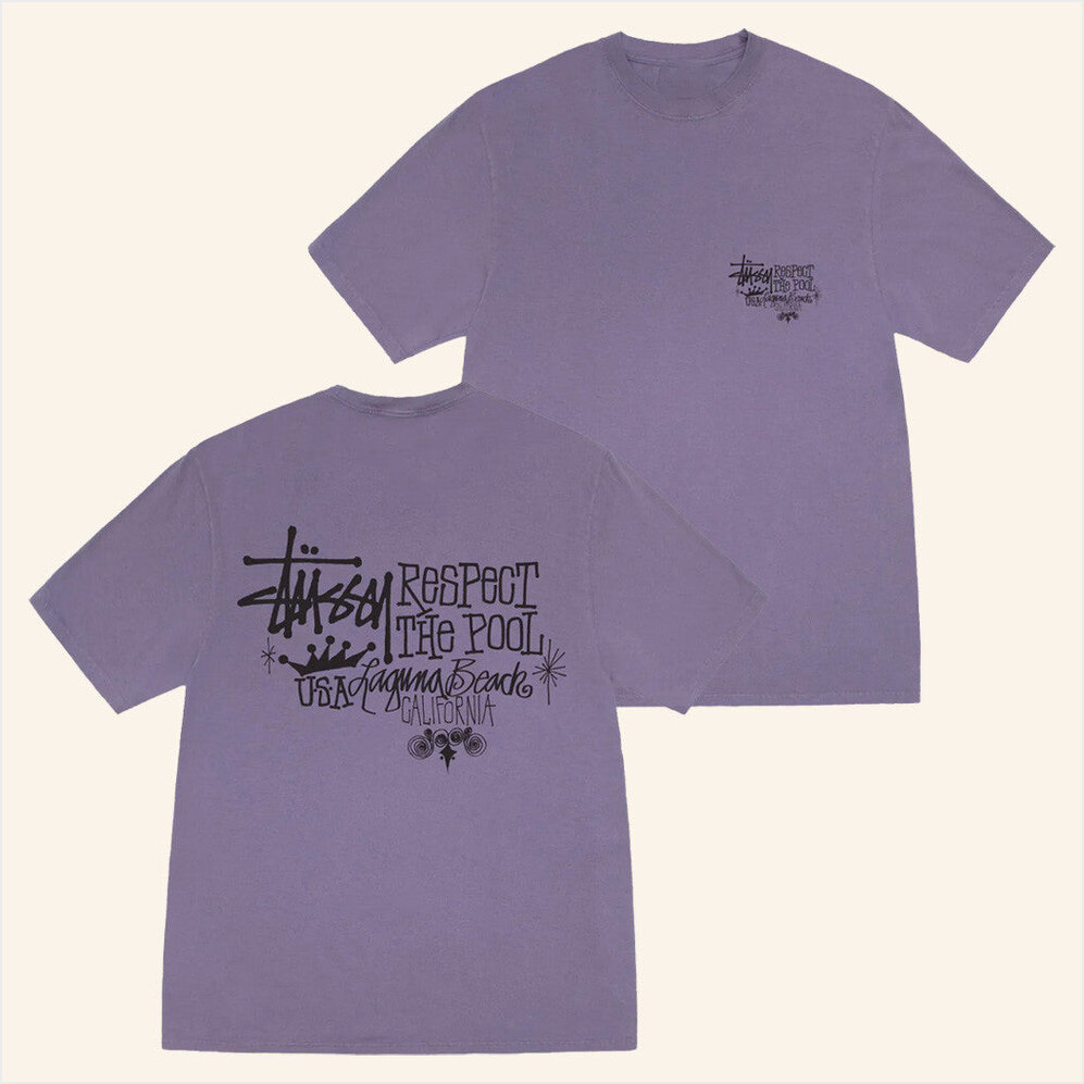 StÃ¼ssy Respect The Pool Pigment Dyed T-Shirt Dover Street Market Merch Best Friend Gifts