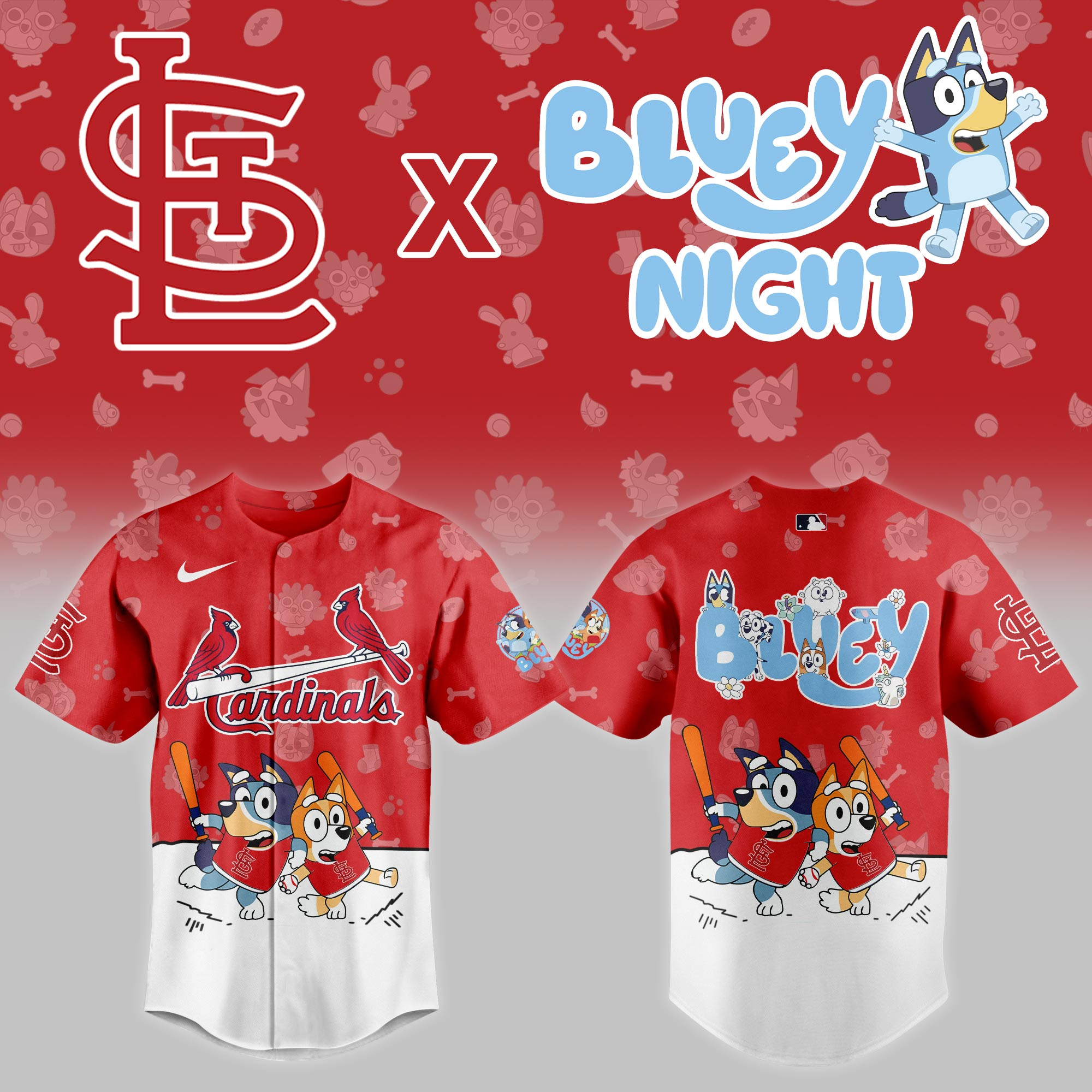 St Louis Cardinals Mlb X Bluey Night Baseball Jersey For Fan