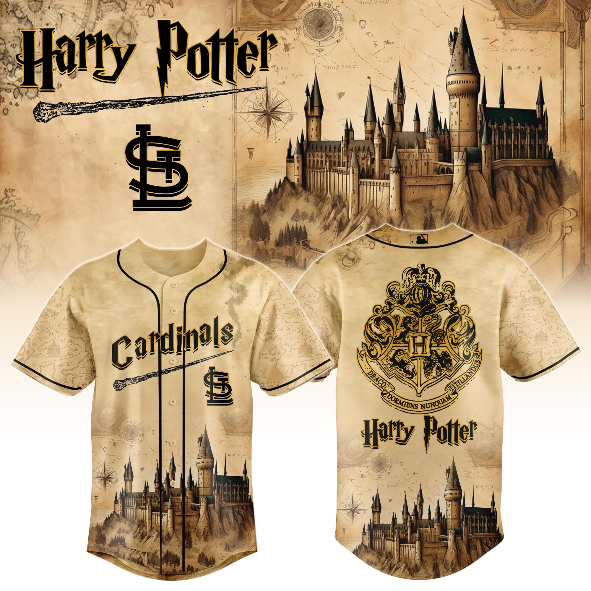 St Louis Cardinals Mlb X Harry Potter Hogwarts Baseball Jersey For Fan