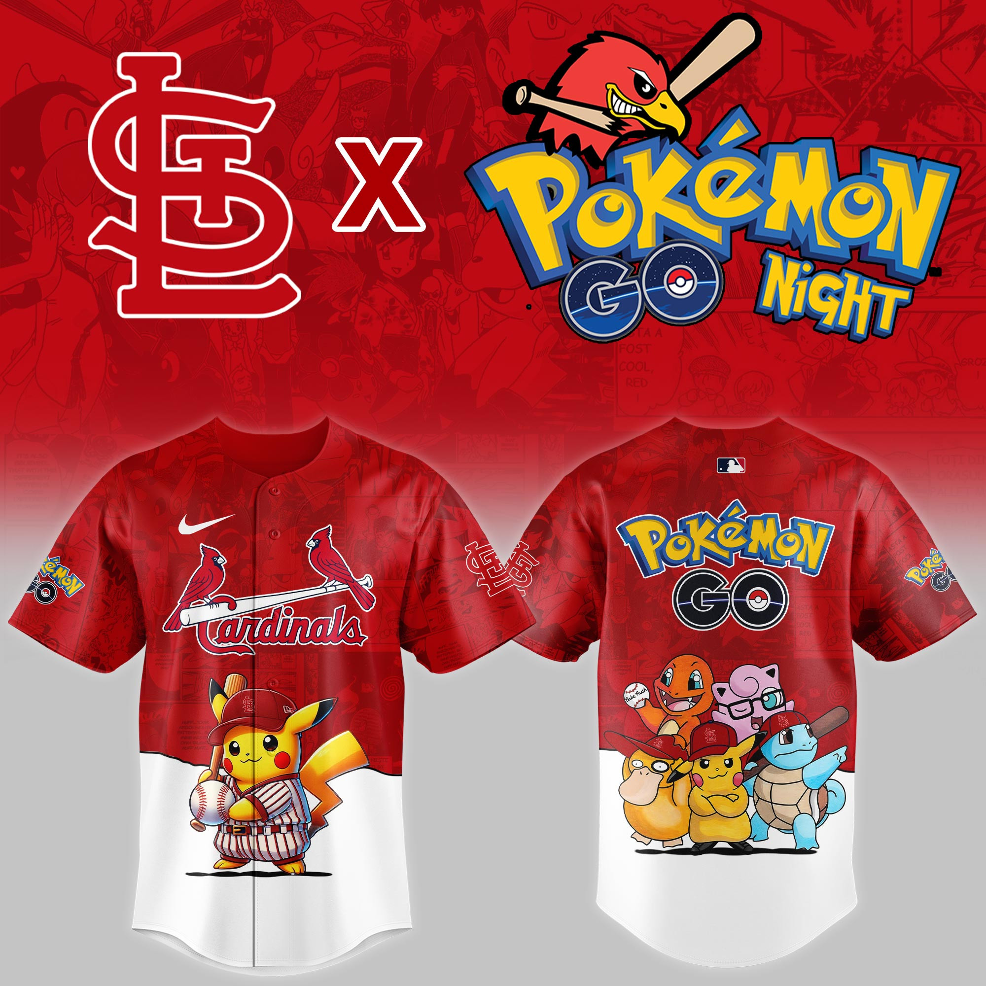 St Louis Cardinals Mlb X Pokemon Go Night Baseball Jersey For Fan