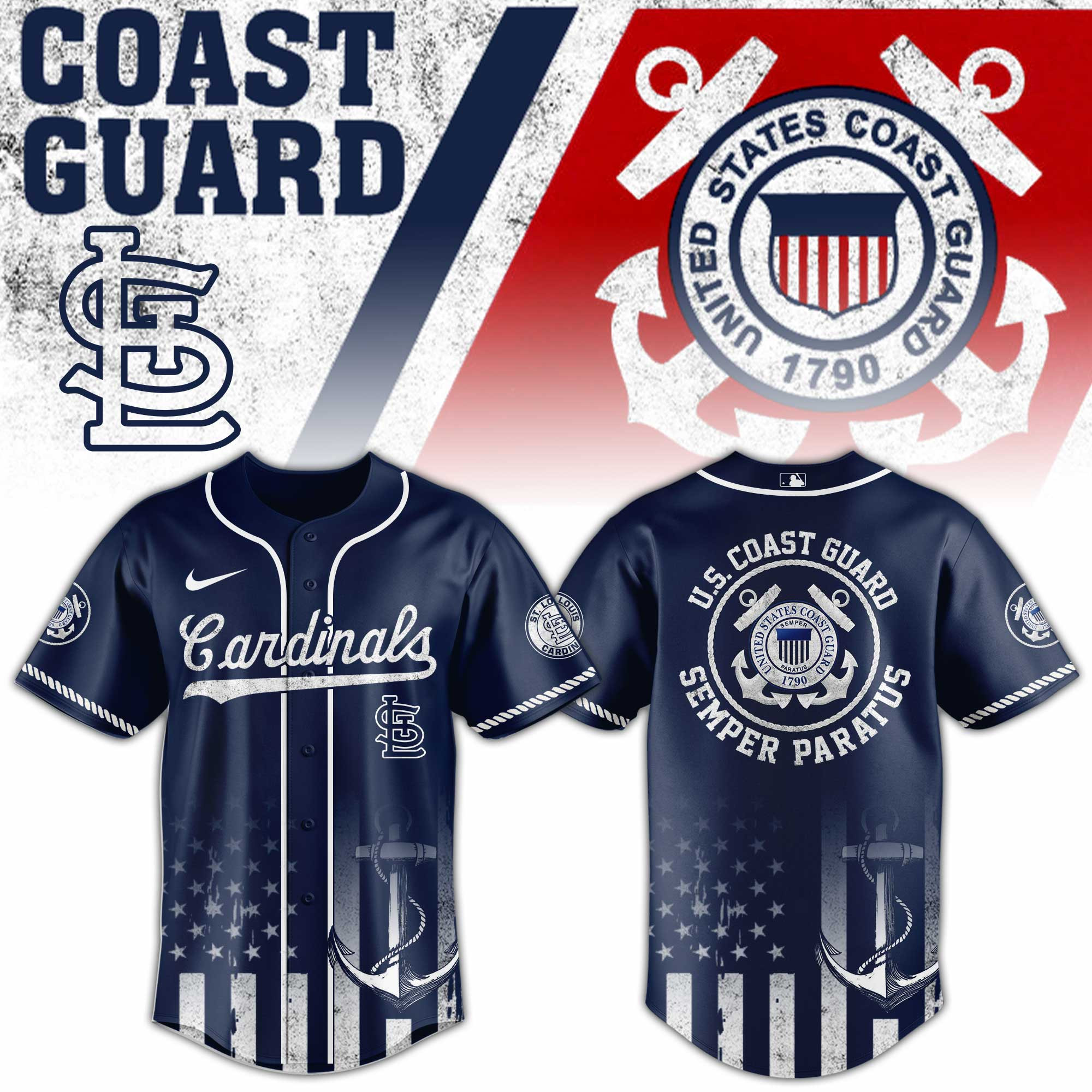 St Louis Cardinals Mlb X Us Coast Guard Baseball Jersey For Fans