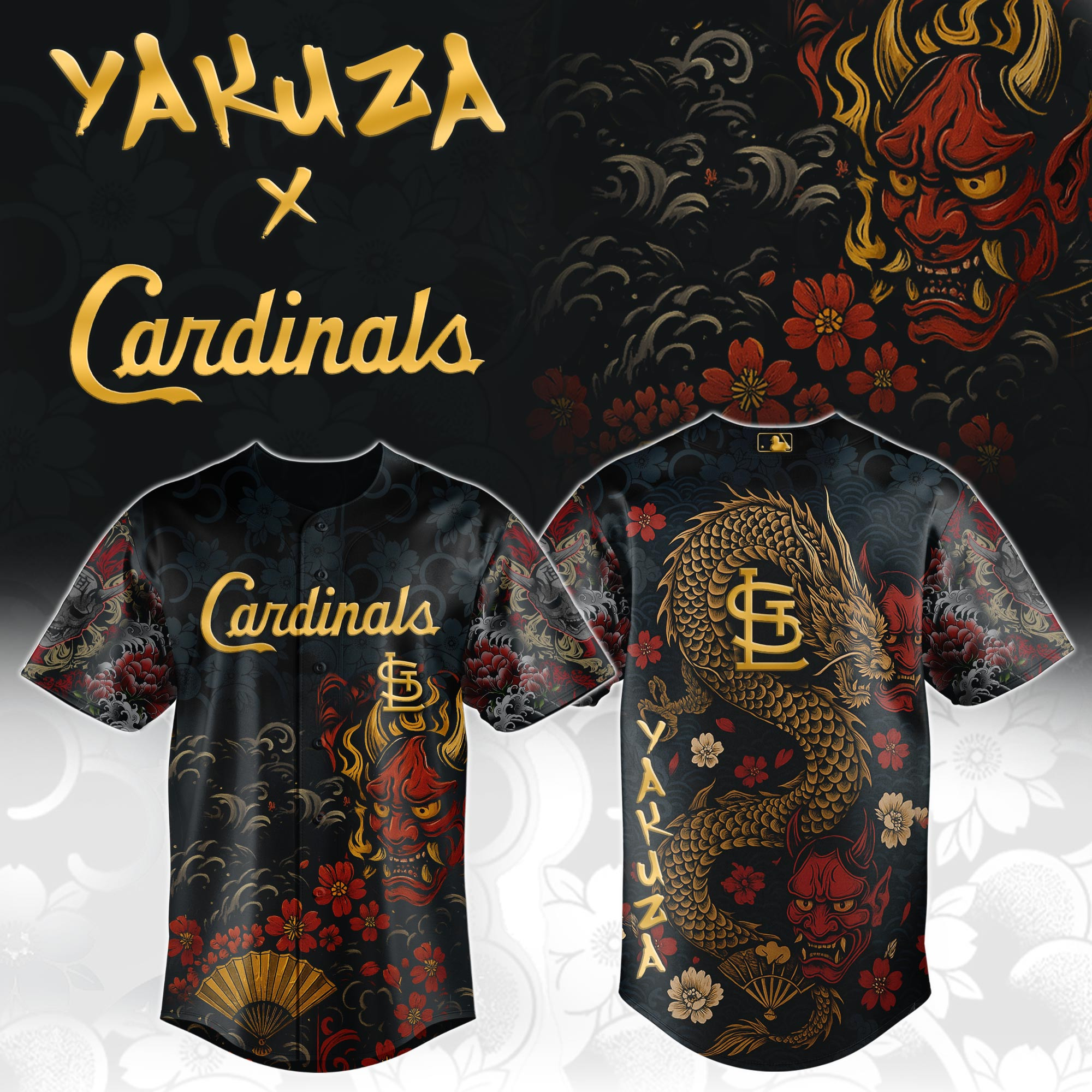 St Louis Cardinals Mlb X Yakuza Dragon Oni Baseball Jersey For Fans